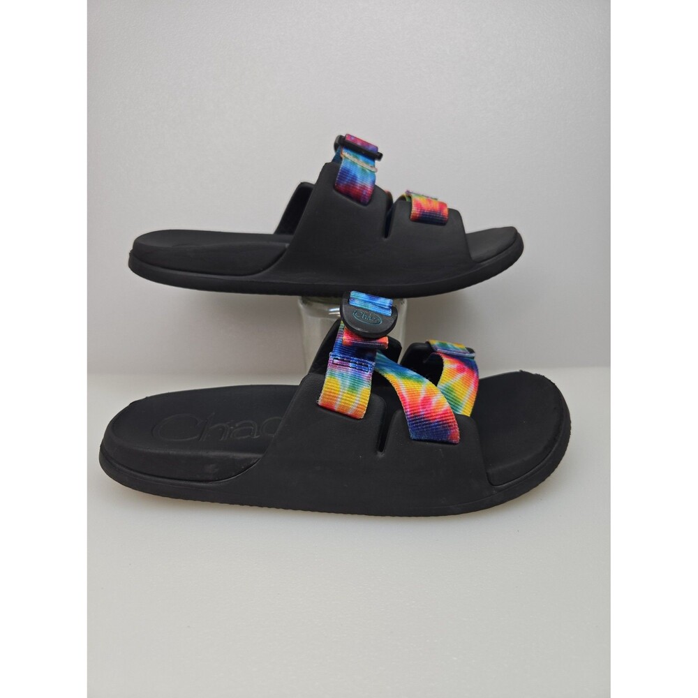 Chaco Kid's Chillos Slide Slip-On Sandals Rainbow Tie Dye Kids Unisex Size K3